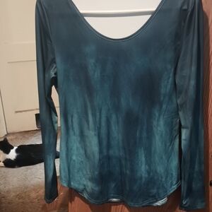 Fitted Blue Long Sleeve Blouse